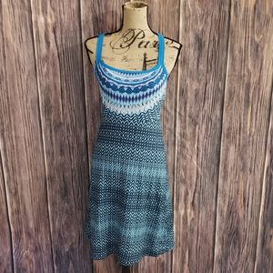 Prana Blue and White Patterned Mini Dress